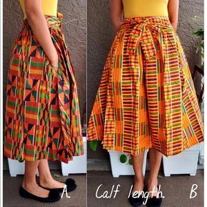 African Kente Skirt Women’s Calf Length Skirt Cotton One Size Kente Skirt Boho